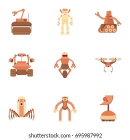 Electronic monster icons set. Cartoon set of 9 electronic monster vector icons for web isolated on white background