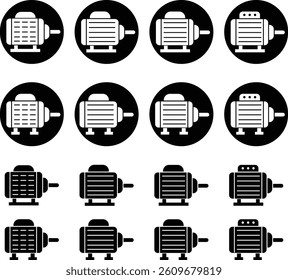 Electronic motor icon set vector. Electronic motor equipment repair with wrench, engine concept linear pictograms collection isolated on transparent background. Monochrome contour technology symbol