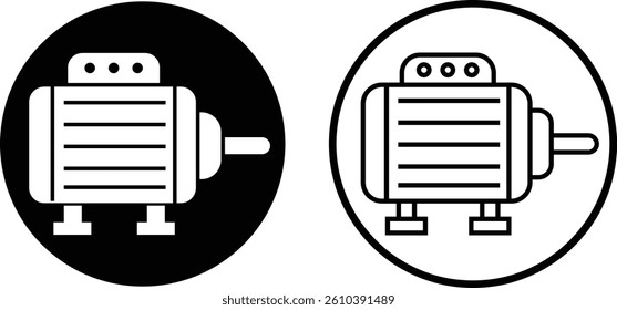 Electronic motor icon set vector. Electronic motor equipment repair with wrench, engine concept linear pictograms collection isolated on transparent background. Monochrome contour technology symbol