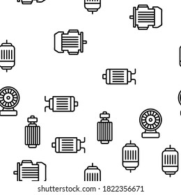 Electronic Motor Tool Vector Seamless Pattern Thin Line Illustration