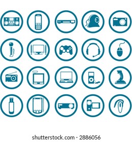 Electronic Multimedia stuff icon set