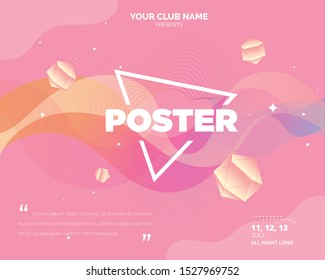 Electronic Music Covers for Night Party or Club Party Flyer. Colorful Waves Gradient Background. Template for DJ Poster, Web Banner, Pop-Up.
