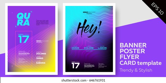 Electronic Music Covers for Summer Fest Club Party Flyer  Colorful Waves Gradient Background  Template for DJ Poster  Web Banner  Pop  Up 