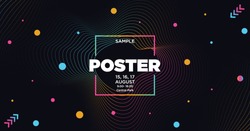 Electronic Music Covers For Summer Night Party Or Club Party Flyer. Colorful Waves Gradient Background. Template For DJ Poster, Web Banner, Pop-Up.