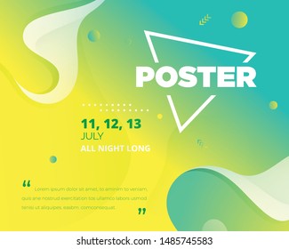 Electronic Music Covers for Summer Night Party or Club Party Flyer. Colorful Waves Gradient Background. Template for DJ Poster, Web Banner, Pop-Up.
