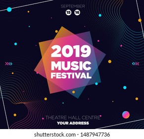 Electronic Music Covers for Summer Night Party or Club Party Flyer. Colorful Waves Gradient Background. Template for DJ Poster, Web Banner, Pop-Up.
