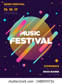 Electronic Music Covers for Summer Night Party or Club Party Flyer. Colorful Waves Gradient Background. Template for DJ Poster, Web Banner, Pop-Up.
