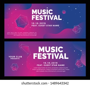 Electronic Music Covers for Summer Night Party or Club Party Flyer. Colorful Waves Gradient Background. Template for DJ Poster, Web Banner, Pop-Up.
