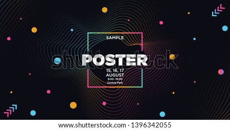 Electronic Music Covers for Summer Night Party or Club Party Flyer. Colorful Waves Gradient Background. Template for DJ Poster, Web Banner, Pop-Up.