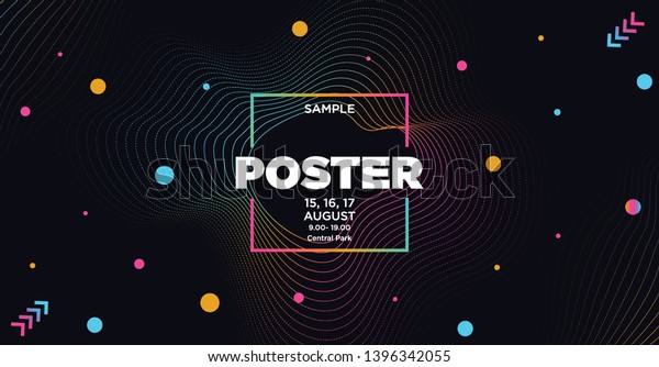 Electronic Music Covers for Summer Night Party or\
Club Party Flyer. Colorful Waves Gradient Background. Template for\
DJ Poster, Web Banner,\
Pop-Up.