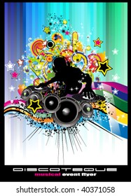 Electronic Music Dj Disco Event Background with colorful elements