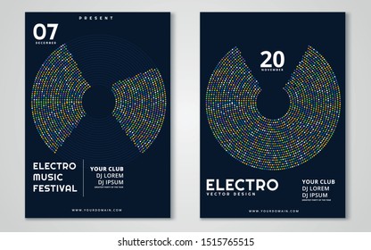 Electronic music fest and electro summer wave poster. Club party flyer. Vector illustration