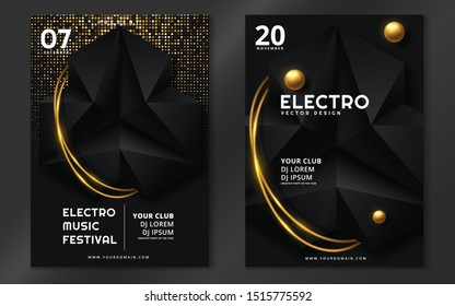 Electronic music fest and electro summer wave poster. Club party flyer. Vector illustration