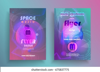 Electronic music fest poster. Club party flyer. Abstract space background.
