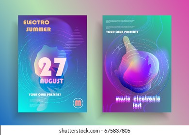 Electronic music fest poster. Club party flyer. Abstract space background.