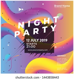 Electronic music fest summer wave poster. Club party flyer. Abstract gradients waves music background. - Vector