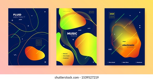 Electronic Music Festival. Dj Party. Blue Minimal Banner. Vibrant Abstract Lines. Music Template. Modern Dj Flyer. Minimal Design. Orange 3d Fluid Pattern. Electronic Music Movement.