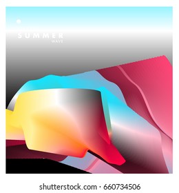 Electronic music festival and electric summer wave poster. Club party Poster design and event. Abstract gradients flux effect and waves music background.