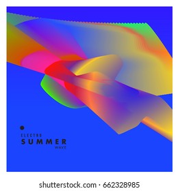 Electronic music festival and electric summer wave poster. Club party Poster design and event. Abstract gradients flux effect and waves music background.