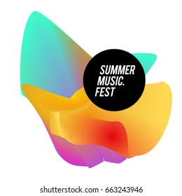 Electronic music festival and electric summer wave poster. Club party Poster design and event. Abstract gradients flux effect and waves music background.