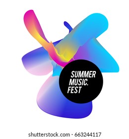 Electronic music festival and electric summer wave poster. Club party Poster design and event. Abstract gradients flux effect and waves music background.