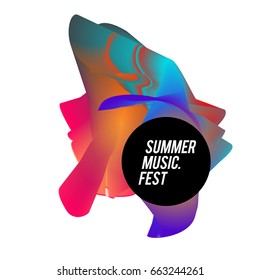 Electronic music festival and electric summer wave poster. Club party Poster design and event. Abstract gradients flux effect and waves music background.