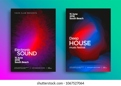 Electronic music festival poster with abstract gradient shapes. Vector template design for flyer, presentation, brochure.