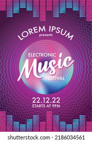 Electronic music festival poster, abstract art, gradient colors, vector template, flyer, presentation, brochure. sound waves, vibrant, colorful, party flyer, music festival, invite, music fest