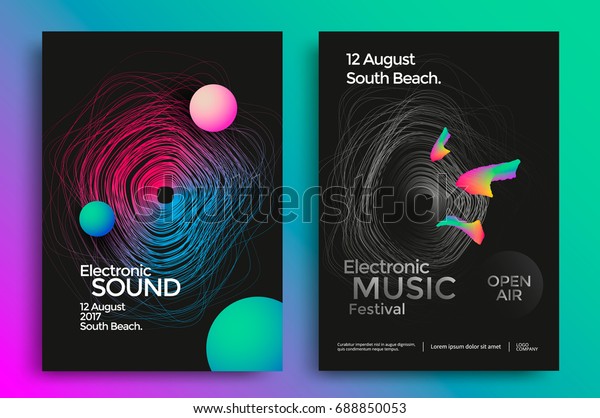 Electronic\
music festival poster with abstract gradient lines. Vector template\
design for flyer, presentation,\
brochure.