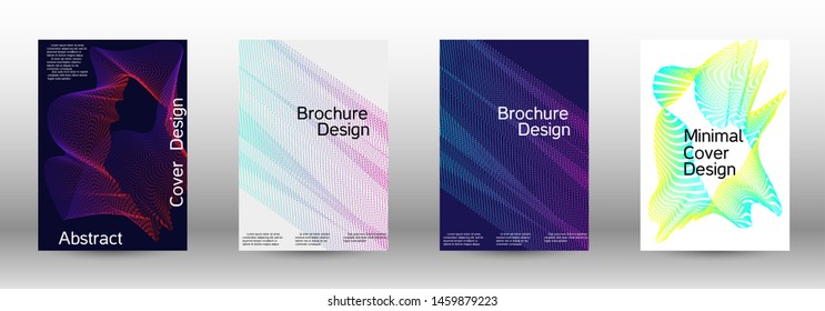 Electronic music festival poster. Cover design template set of a with abstract gradient linear waves. Fashionable style. The background with is suitable for creating a banner, poster,  catalog.