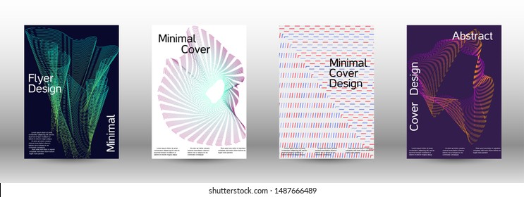 Electronic music festival poster. Cover design template set of a with abstract gradient linear waves. Sound flyer for creating a fashionable abstract cover, banner, poster, booklet.