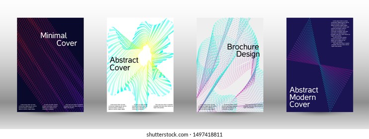 Electronic music festival poster. Cover design template set of a with abstract gradient linear waves. Sound flyer for creating a fashionable abstract cover, banner, poster, booklet.