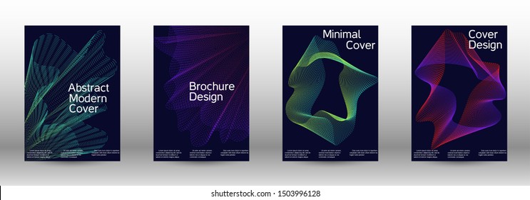 Electronic music festival poster. Cover design template set of a with abstract gradient linear waves. Sound flyer for creating a fashionable abstract cover, banner, poster, booklet.