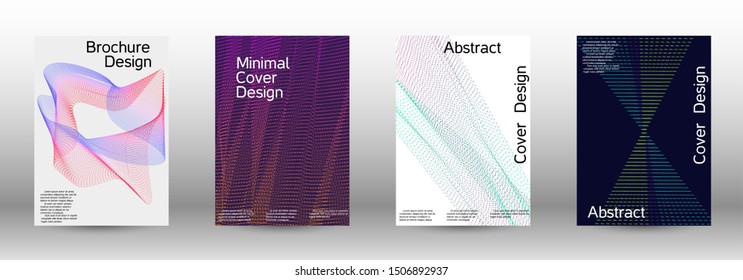 Electronic music festival poster. Cover design template set of a with abstract gradient linear waves. Sound flyer for creating a fashionable abstract cover, banner, poster, booklet.