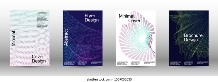 Electronic music festival poster. Cover design template set of a with abstract gradient linear waves. Fashionable style. The background with is suitable for creating a banner, poster,  catalog.