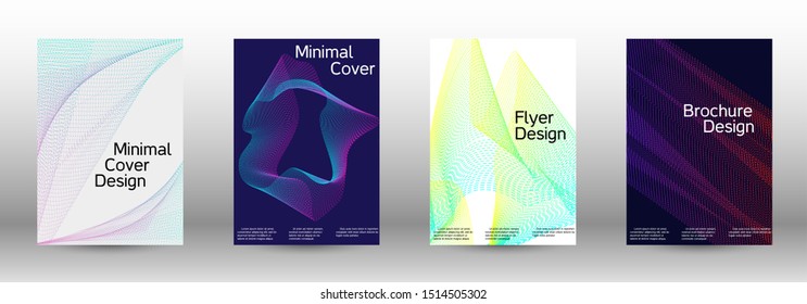 Electronic music festival poster. Cover design template set of a with abstract gradient linear waves. Sound flyer for creating a fashionable abstract cover, banner, poster, booklet.