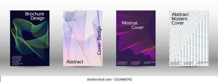 Electronic music festival poster. Cover design template set of a with abstract gradient linear waves. Fashionable style. The background with is suitable for creating a banner, poster,  catalog.