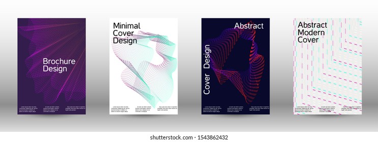 Electronic music festival poster. Cover design template set of a with abstract gradient linear waves. Sound flyer for creating a fashionable abstract cover, banner, poster, booklet.