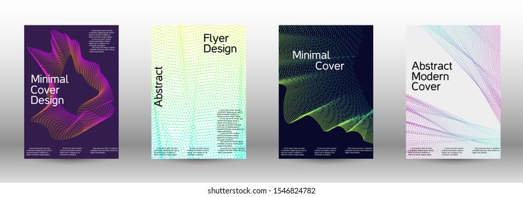Electronic music festival poster. Cover design template set of a with abstract gradient linear waves. Fashionable style. The background with is suitable for creating a banner, poster,  catalog.