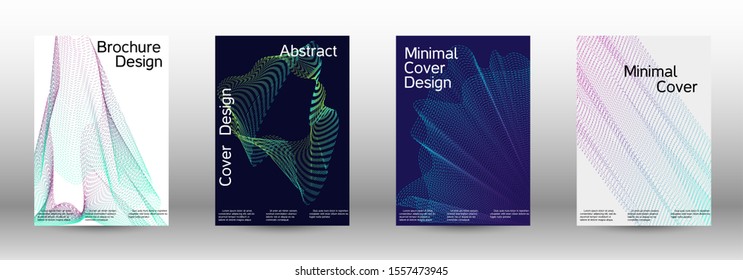 Electronic music festival poster. Cover design template set of a with abstract gradient linear waves. Fashionable style. The background with is suitable for creating a banner, poster,  catalog.