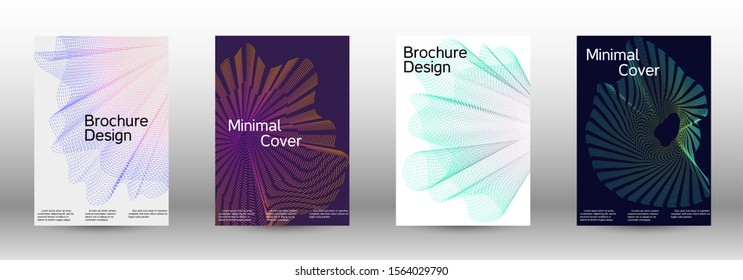 Electronic music festival poster. Cover design template set of a with abstract gradient linear waves. Fashionable style. The background with is suitable for creating a banner, poster,  catalog.