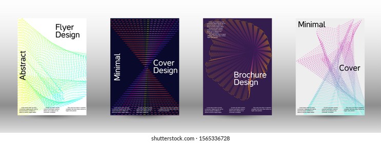Electronic music festival poster. Cover design template set of a with abstract gradient linear waves. Sound flyer 