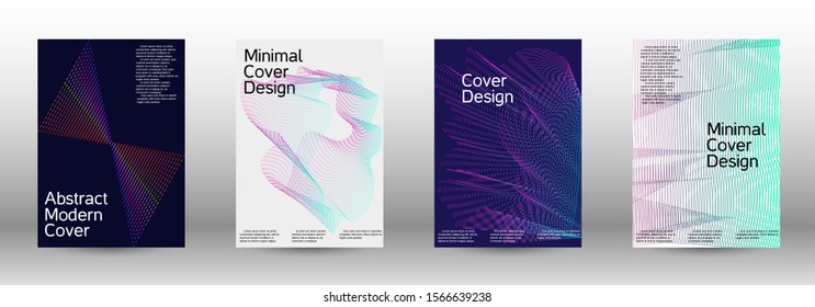 Electronic music festival poster. Cover design template set of a with abstract gradient linear waves. Vector sound flyer for creating a fashionable abstract cover, banner, poster, booklet.