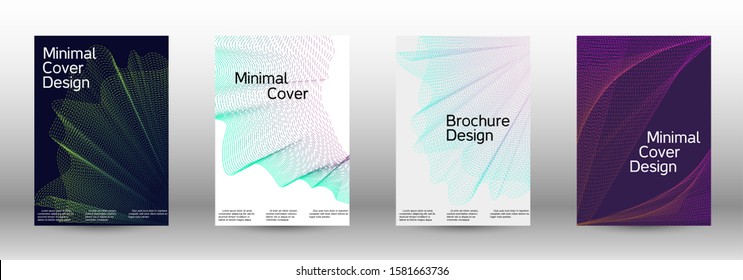Electronic music festival poster. Cover design template set of a with abstract gradient linear waves. Sound flyer for creating a fashionable abstract cover, banner, poster, booklet.