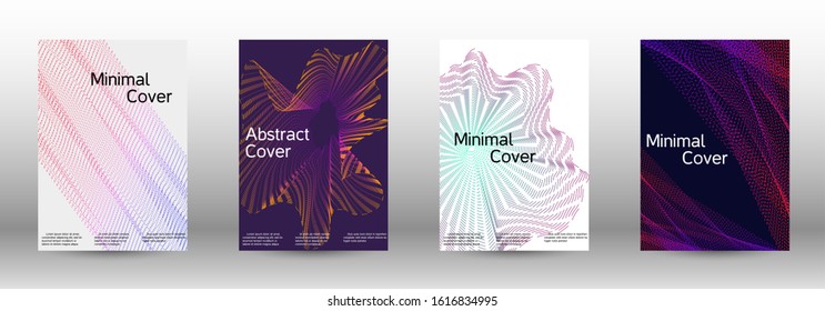 Electronic music festival poster. Cover design template set of a with abstract gradient linear waves. Sound flyer for creating a fashionable abstract cover, banner, poster, booklet.