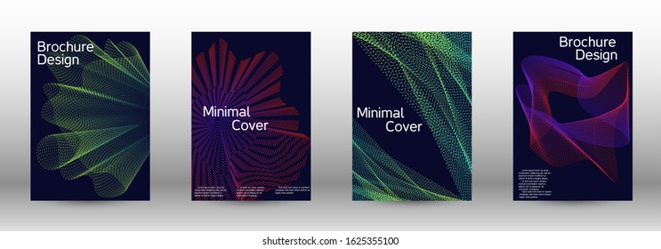 Electronic music festival poster. Cover design template set of a with abstract gradient linear waves. Sound flyer for creating a fashionable abstract cover, banner, poster, booklet.