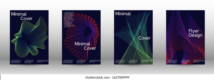 Electronic music festival poster. Cover design template set of a with abstract gradient linear waves. Sound flyer for creating a fashionable abstract cover, banner, poster, booklet.