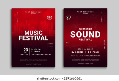 Electronic music festival poster. Dynamic colorful sound cover design. Music party flyer with abstract gradient shapes. Vector illustration