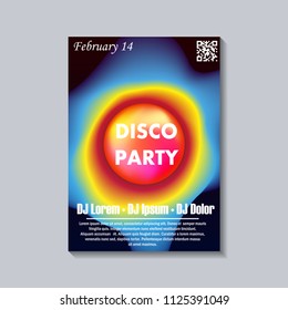 Electronic music festival poster. Electro dj party flyer. Fluid neon blended color cover. Vector illustration of abstract gradient liquid shape. Club invitation template. Modern design. Abstract sound
