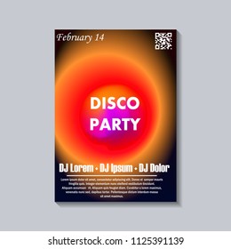 Electronic music festival poster. Electro dj party flyer. Fluid neon blended color cover. Vector illustration of abstract gradient liquid shape. Club invitation template. Modern design. Abstract sound